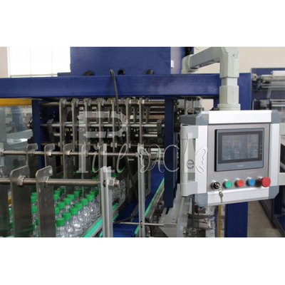 Linear Shrink Wrapper Sepenuhnya Otomatis Untuk Peralatan Pengemasan Botol Plastik Dengan Film Cetak