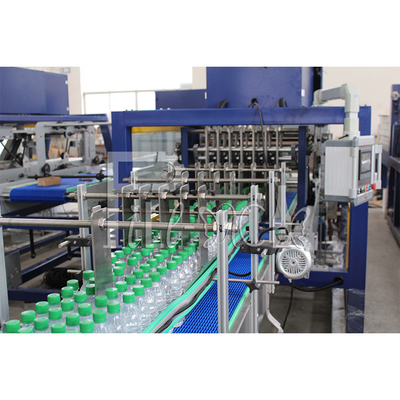 Linear Shrink Wrapper Sepenuhnya Otomatis Untuk Peralatan Pengemasan Botol Plastik Dengan Film Cetak