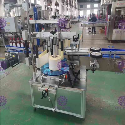 Sepenuhnya otomatis Stainless Steel 304 Flat Bottle Labeling Machine Dengan 2 Side Adhesive