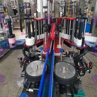 Mesin Pelabelan Botol Datar Persegi Otomatis Stiker Perekat Sisi Ganda Berbentuk Khusus