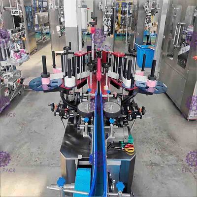 Mesin Pelabelan Botol Datar Persegi Otomatis Stiker Perekat Sisi Ganda Berbentuk Khusus