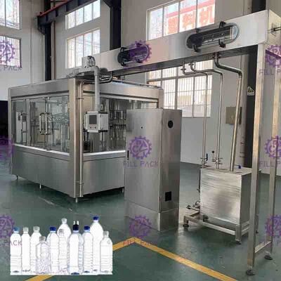 Mesin Pengisian Air Minum 3-In-1 Dengan Kontrol PLC Monoblock 24 Kepala
