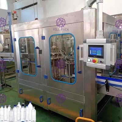 Mesin Pengisian Air Botol Otomatis 3 in 1 PLC Layar Sentuh 12 Kepala