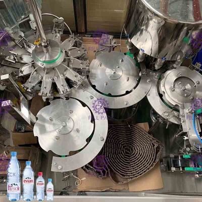 Mesin Pengisian Air Botol Otomatis 3 in 1 PLC Layar Sentuh 12 Kepala