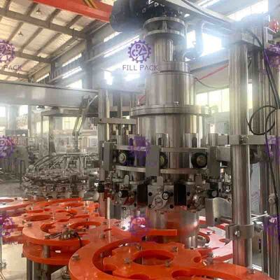 Peralatan Pengisian Minuman Pengangkat Udara 12000BPH Dengan Tutup Logam