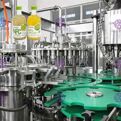 SUS316 contact parts Juice Filling Machine cocok untuk penggantian botol ukuran yang berbeda