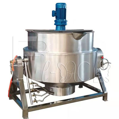 SUS304 3 Layer Steam Double Jacketed Kettle Dengan Agitator 200L