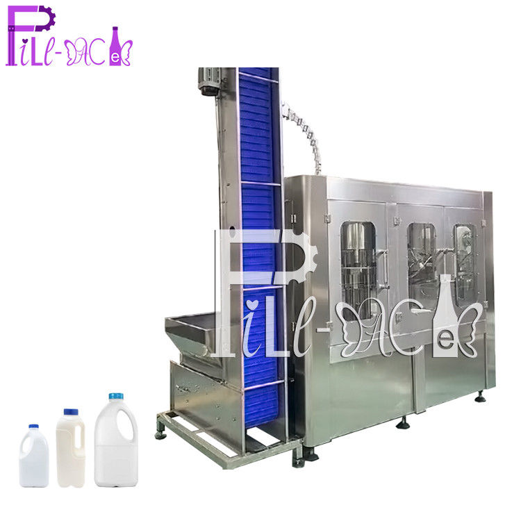 Mesin / perangkat Pengisian Susu 3-in-1washing-filling-capping Integral Botol monoblok otomatis 6000BPH