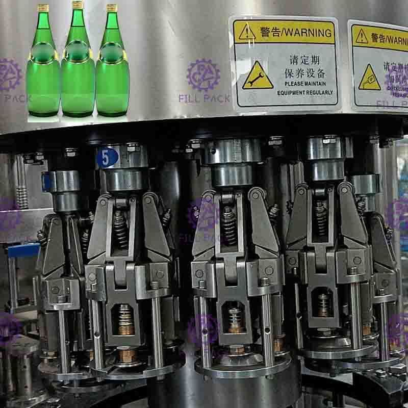 3 In 1 Minuman Berkarbonasi Mengisi Mesin Capping Botol Kaca Monobloc Dengan Tutup Aluminium
