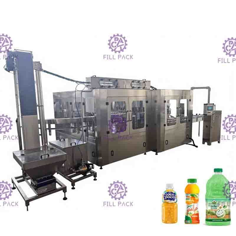 3 in 1 Untuk PET / Botol Kaca Mesin Pengisian Panas Jus Minuman Otomatis