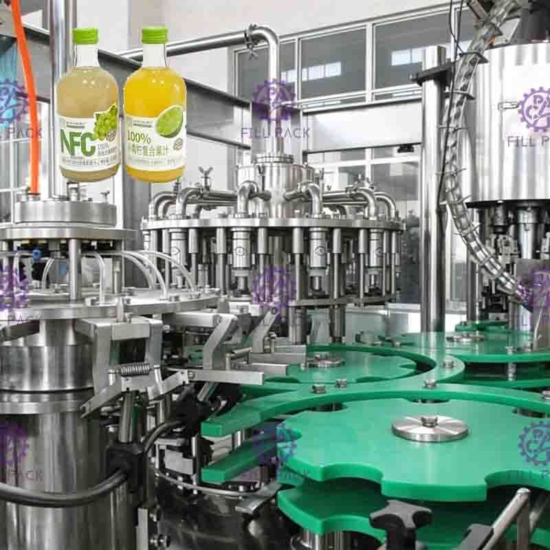 SUS316 contact parts Juice Filling Machine cocok untuk penggantian botol ukuran yang berbeda